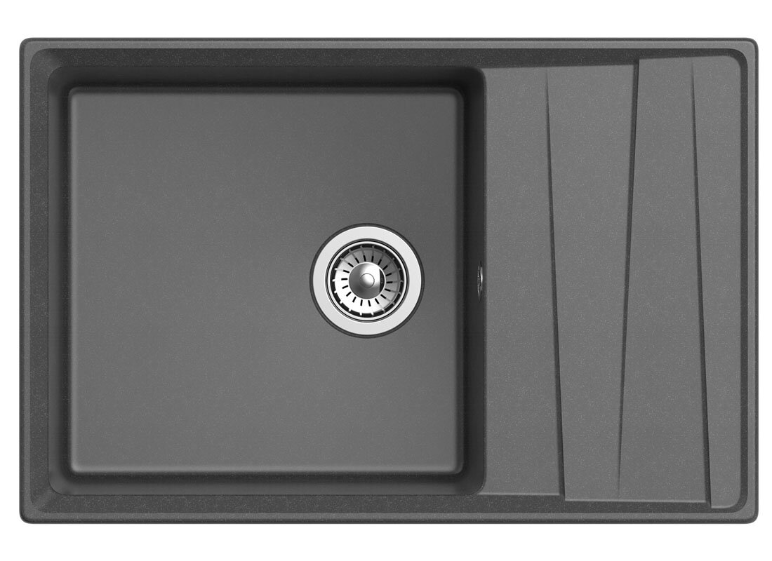 Изображение товара Кухонная мойка GranFest Level GF-LV-760L из искусственного мрамора, 76х50 см, серый
