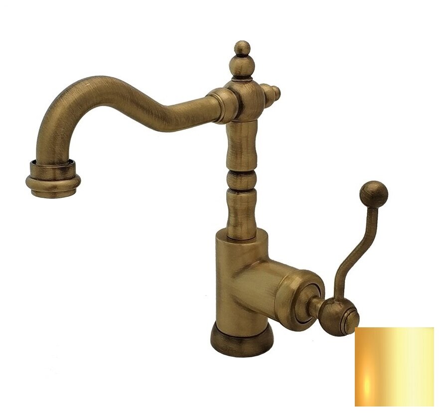 Изображение товара Смеситель Paini Duomo 88OP250 с донным клапаном, золото, поворотный излив