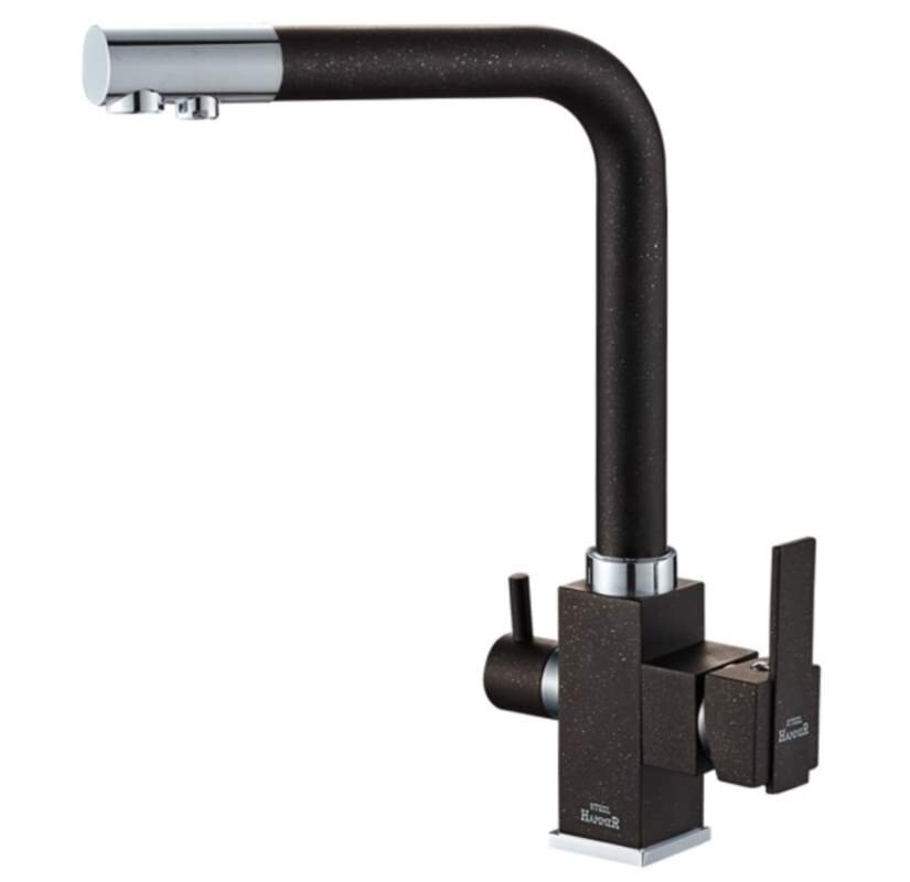 Изображение товара Смеситель кухонный Zorg Steel Hammer SH 805 BLACK CR с подключением к фильтру