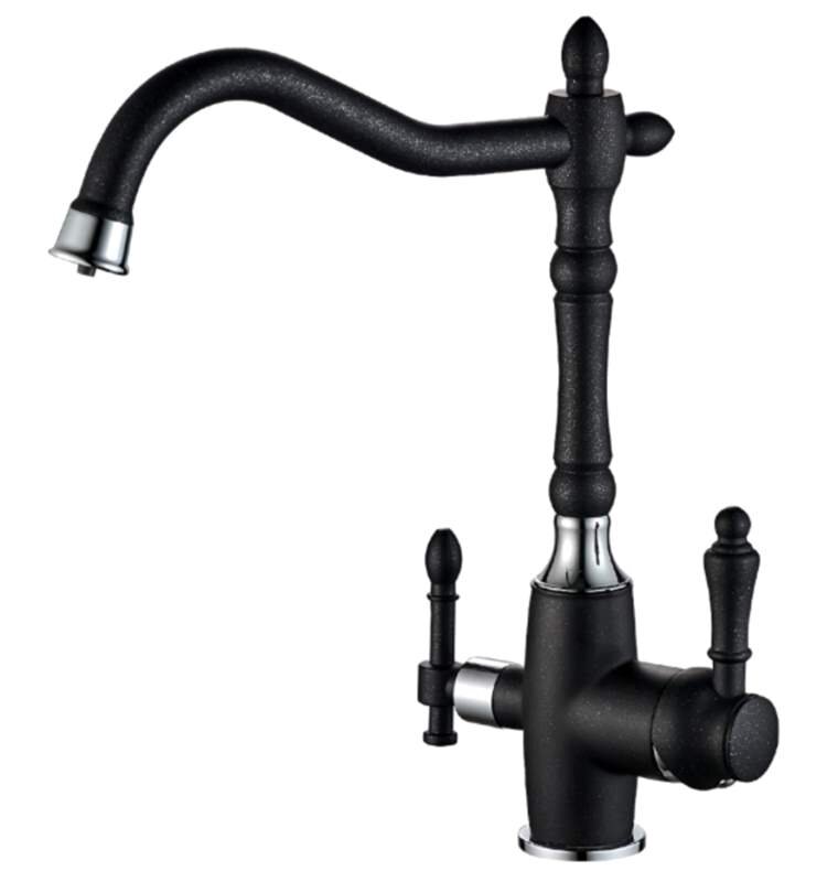 Изображение товара Смеситель Zorg Steel Hammer SH 812 BLACK CR для кухни под фильтр, черный металлик/хром