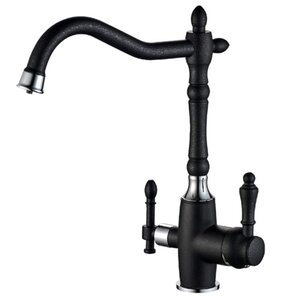 Изображение товара Смеситель Zorg Steel Hammer SH 812 BLACK CR для кухни под фильтр, черный металлик/хром