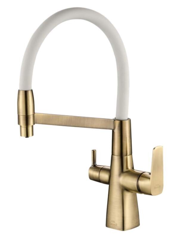 Изображение товара Смеситель Zorg Steel Hammer SH 818-8 BRONZE для кухни под фильтр, бронза/белый Изображение товара Смеситель Zorg Steel Hammer SH 818-8 BRONZE для кухни под фильтр, бронза/белый