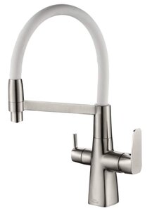 Изображение товара Смеситель Zorg Steel Hammer SH 818-8 SATIN для кухни под фильтр, сатин/белый