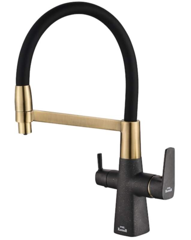 Изображение товара Автоматический кухонный смеситель Zorg Steel Hammer SH 818-6 BLACK BR с подключением к фильтру