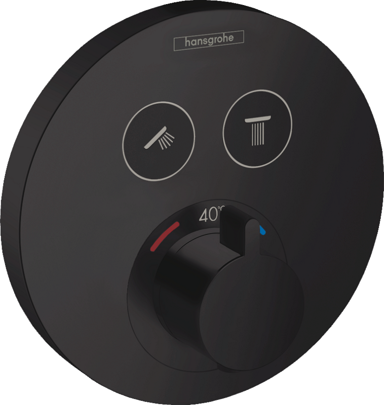 Изображение товара Смеситель для душа Hansgrohe ShowerSelect S, 15743670, термостатический, чёрный матовый Изображение товара Смеситель для душа Hansgrohe ShowerSelect S, 15743670, термостатический, чёрный матовый