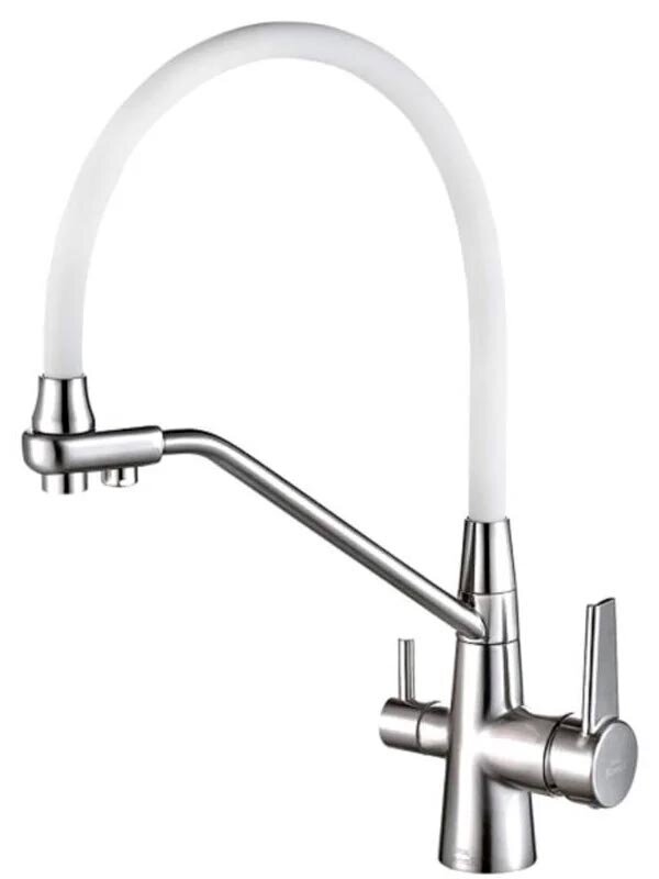 Изображение товара Смеситель кухонный Zorg Steel Hammer SH 903-8 CR под фильтр хром белый