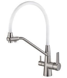 Изображение товара Современный кухонный смеситель под фильтр Zorg Steel Hammer SH 903-8 SATIN белый сатин