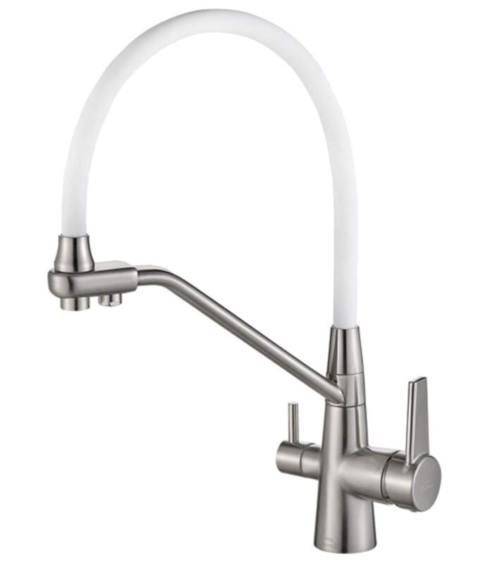 Изображение товара Смеситель Zorg Steel Hammer SH 903-8 SATIN для кухни под фильтр, сатин/белый Изображение товара Смеситель Zorg Steel Hammer SH 903-8 SATIN для кухни под фильтр, сатин/белый