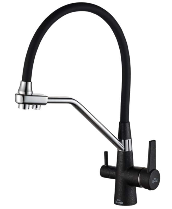 Изображение товара Смеситель для кухни Zorg Steel Hammer SH 903-6 BLACK CR под фильтр черный хром
