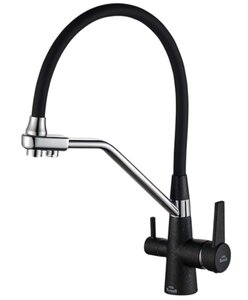 Изображение товара Смеситель Zorg Steel Hammer SH 903-6 BLACK CR для кухни под фильтр, черный/хром