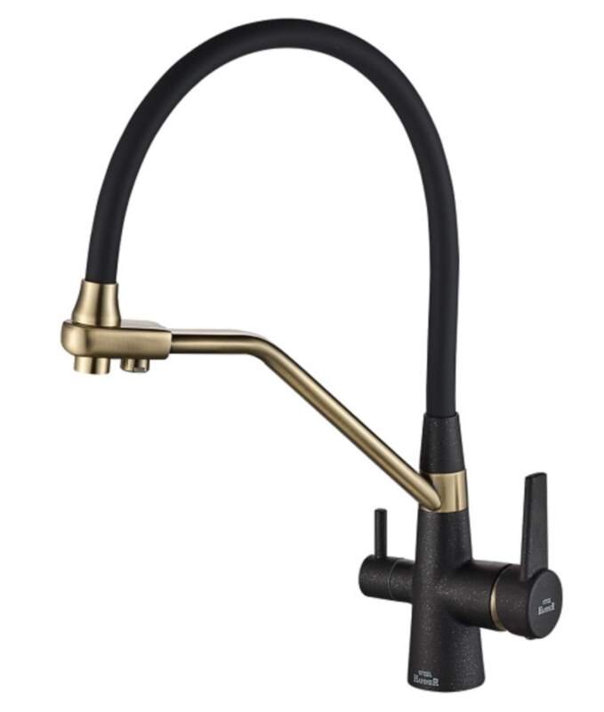 Изображение товара Смеситель Zorg Steel Hammer SH 903-6 BLACK BR для кухни под фильтр, черный/бронза