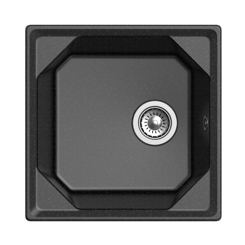 Изображение товара Кухонная мойка GranFest Unique GF-U-500 50x50 см черная матовая искусственный камень
