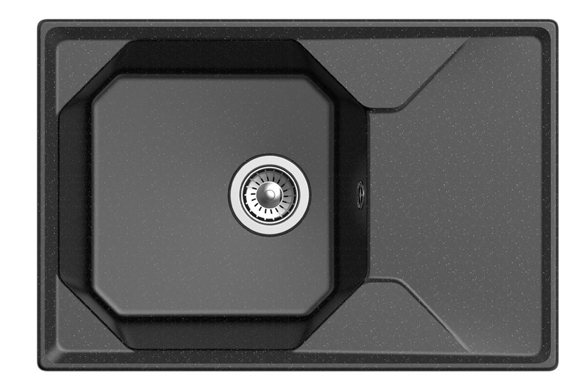 Изображение товара Кухонная мойка GranFest Unique GF-U-740 L 74x50 см искусственный мрамор черная