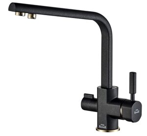 Изображение товара Смеситель Zorg Steel Hammer SH 909 BLACK BR для кухни под фильтр, черный металлик/бронза