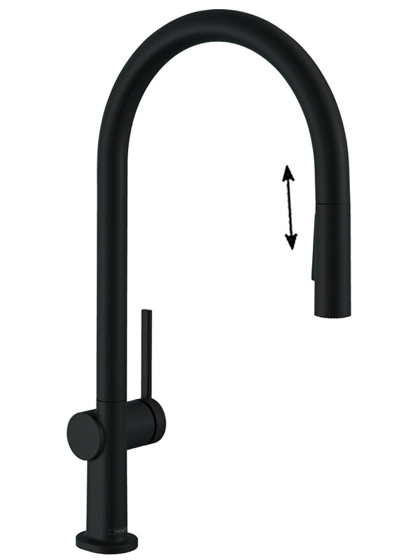 Изображение товара Смеситель кухонный Hansgrohe Talis Classic с вытяжным изливом черный матовый Изображение товара Смеситель кухонный Hansgrohe Talis Classic с вытяжным изливом черный матовый