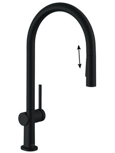 Изображение товара Смеситель для кухонной мойки Hansgrohe Talis Classic, 72800670, с вытяжным изливом, чёрный матовый