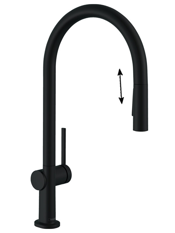 Изображение товара Смеситель для кухонной мойки Hansgrohe Talis, 72801670, с вытяжным изливом, чёрный матовый