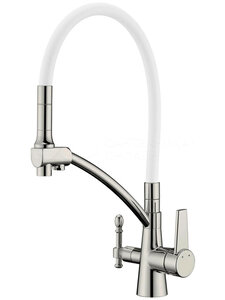 Изображение товара Смеситель Zorg ZR 338-8 YF SATIN для кухни с фильтром, латунь, сатин/белый