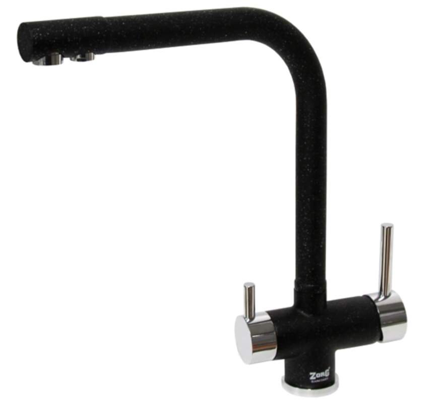Изображение товара Смеситель кухонный Zorg ZR 348 YF с двойным каналом хром чер металлик