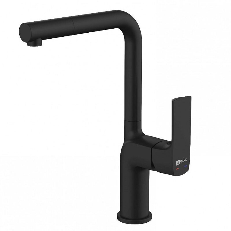 Изображение товара Смеситель Lemark Ursus LM7205BL для кухонной мойки — чёрный, горизонтальный, 1 отверстие