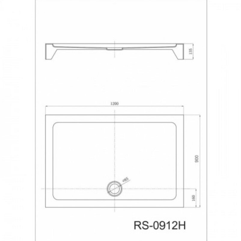 Изображение товара Душевой поддон Black&White Stellar Wind RS-0912H 90x120 см низкий акриловый