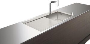 Изображение товара Кухонная мойка со смесителем Hansgrohe 450, хром, угловая установка