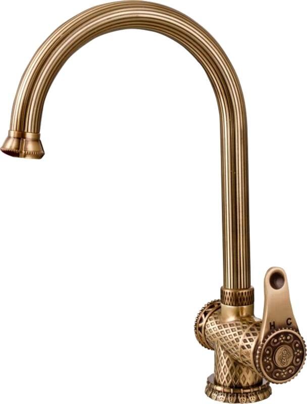 Изображение товара Смеситель Zorg Antic A 407K-BR для кухонной мойки античная бронза винтажный стиль