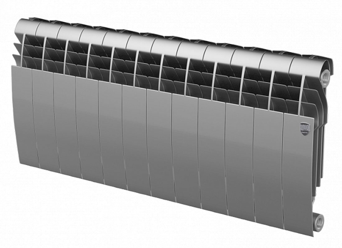 Изображение товара Радиатор биметаллический Royal Thermo BiLiner 350 Silver Satin 12 секций боковое подключение
