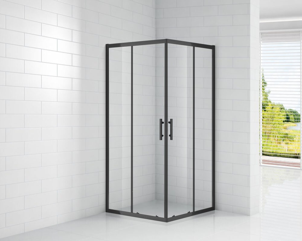 Изображение товара Душевой уголок Cezares ECO-O-A-2-100-C-NERO 100x100 см, раздвижные двери, стекло 6 мм