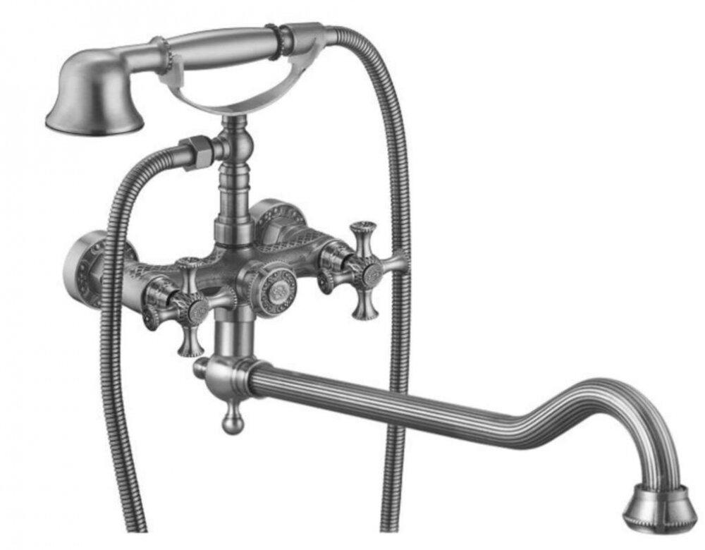 Изображение товара Смеситель для ванны Zorg Antic A 7001WDN-SL античное серебро двухвентильный