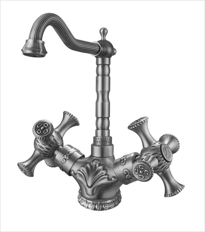 Изображение товара Смеситель Zorg Antic A 7005K-SL для кухонной мойки античное серебро винтажный стиль