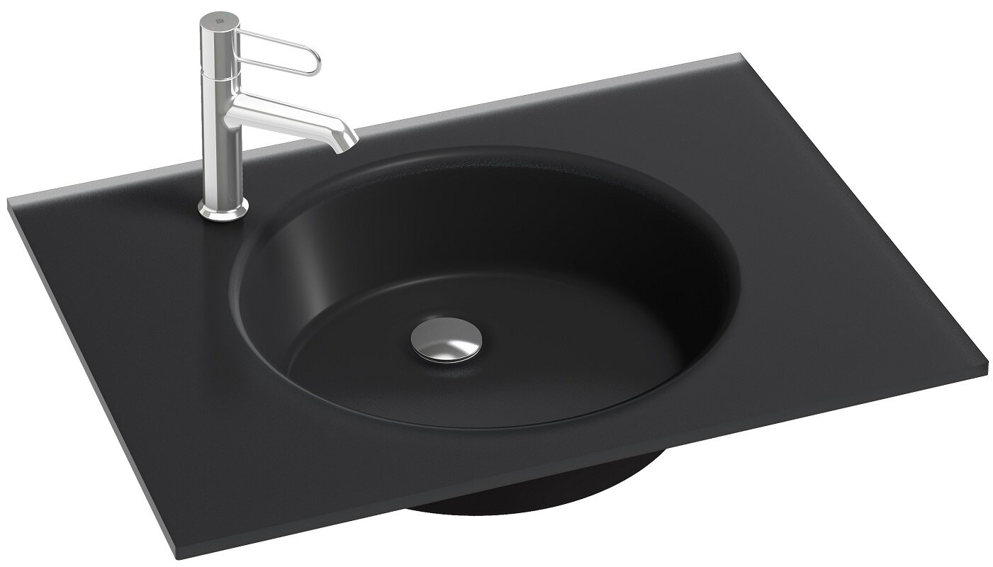 Изображение товара Стеклянная раковина Jacob Delafon Odeon Rive Gauche EB2561-DE2 70 см черный матовый
