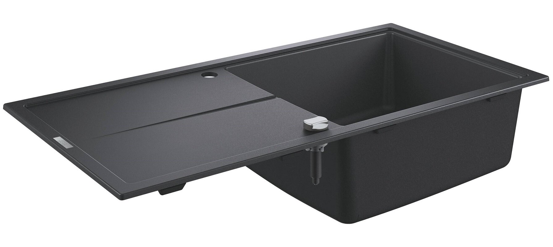 Изображение товара Мойка кухонная из искусственного гранита Grohe K400, 31641AP0, 100 x 50 см, с корзинчатым фильтром и донным клапаном, черный гранит