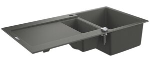 Изображение товара Мойка кухонная из искусственного гранита Grohe K500, 31646AT0, 100 x 50 см, с корзинчатым фильтром и донным клапаном, серый гранит