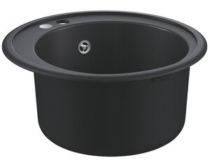 Изображение товара Мойка кухонная из искусственного гранита Grohe K200 31656AP0, 51 см, с корзинчатым вентилем и донным клапаном, черный гранит