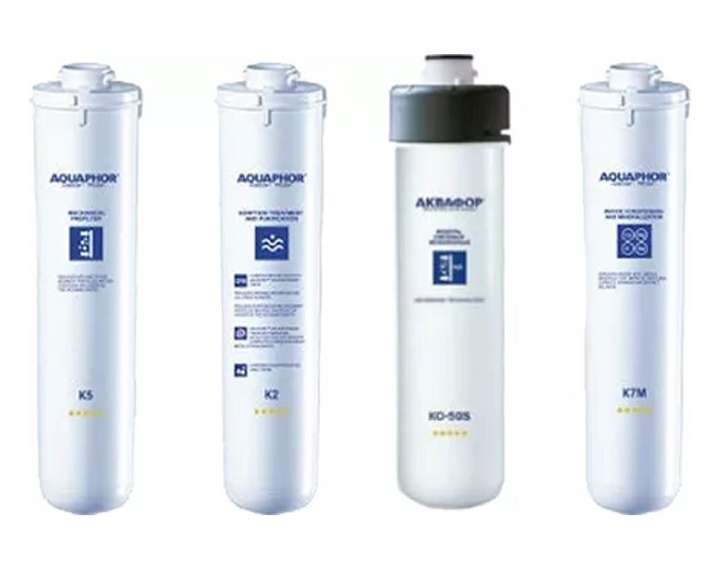 Изображение товара Комплект модулей сменных фильтров Аквафор К5-К2-КО-50S-К7М для системы обратного осмоса