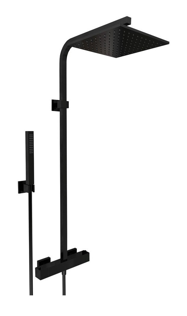 Изображение товара Душевая система Paini Dax 84PZ689TH с термостатом, верхний душ 25 см, черный брашированный PVD