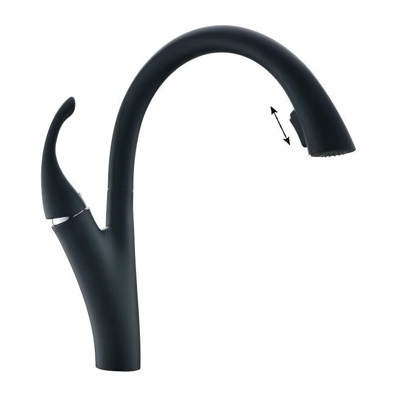 Изображение товара Смеситель для кухни Haiba HB70180-7 с выдвигающейся лейкой черный