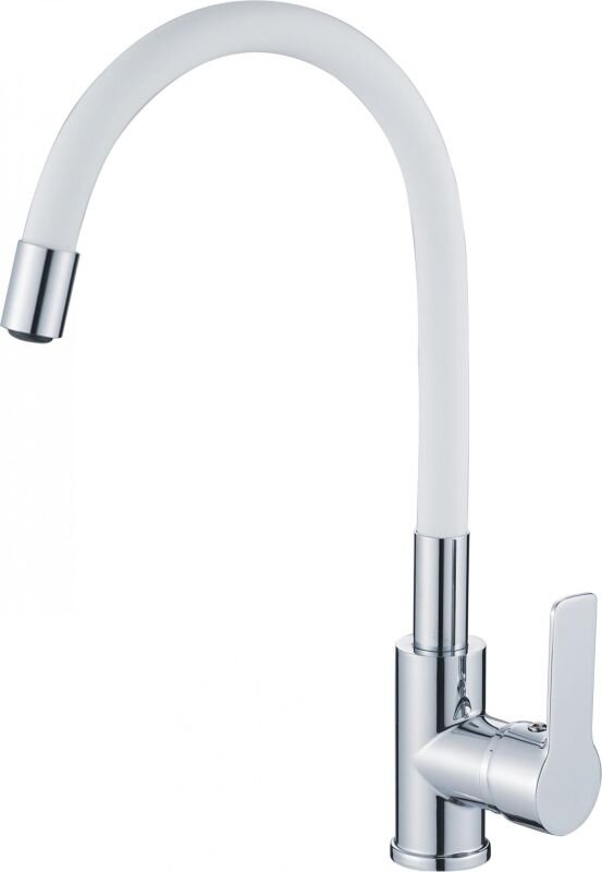 Изображение товара Смеситель для кухни Haiba HB70112-8 с гибким изливом бело-хромовый