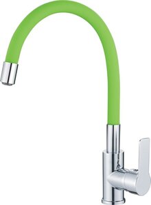 Изображение товара Смеситель для кухни Haiba HB70112-12 с гибким изливом, зеленый/хром