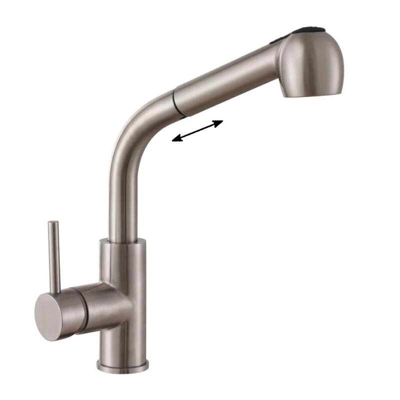 Изображение товара Смеситель для кухни Haiba HB70304-2 с выдвигающейся лейкой из стали Изображение товара Смеситель для кухни Haiba HB70304-2 с выдвигающейся лейкой из стали
