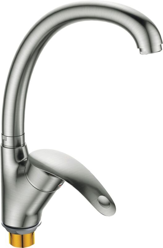 Изображение товара Смеситель для кухни Haiba HB4221-5 сатин, однорычажный с поворотным изливом