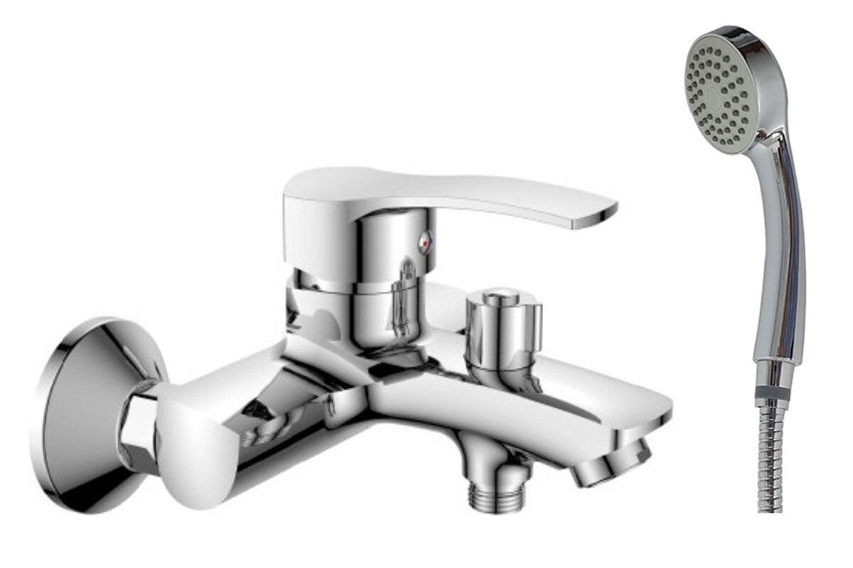 Изображение товара Смеситель Haiba HB6070 для ванны и душа, хром, 2 отверстия, 1 функц. лейка