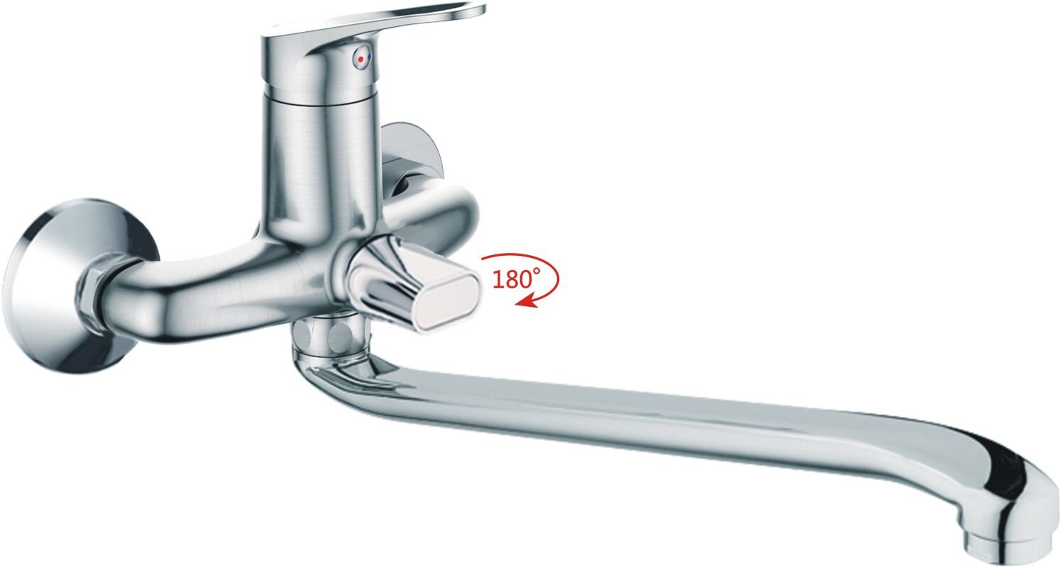 Изображение товара Смеситель для ванны и душа Haiba HB2213-1 с длинным изливом серый матовый