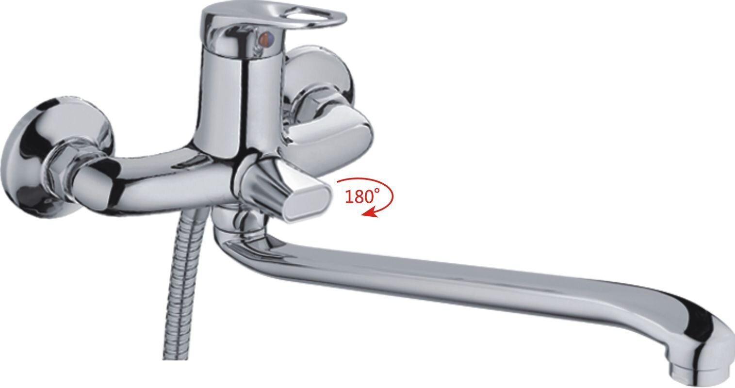 Изображение товара Смеситель для ванны и душа Haiba HB2237 с длинным изливом, хром