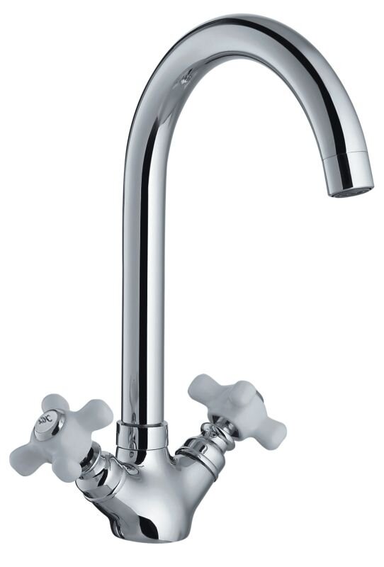Изображение товара Смеситель для кухни Haiba HB4118 с керамическими ручками, хром