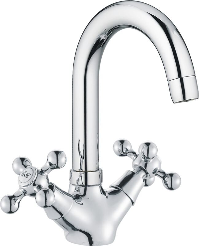 Изображение товара Смеситель для раковины Haiba HB1219 хром два вентиля механика