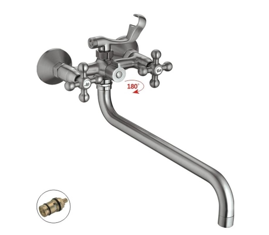 Изображение товара Смеситель для ванны и душа Haiba HB2619-5 с длинным изливом сатин