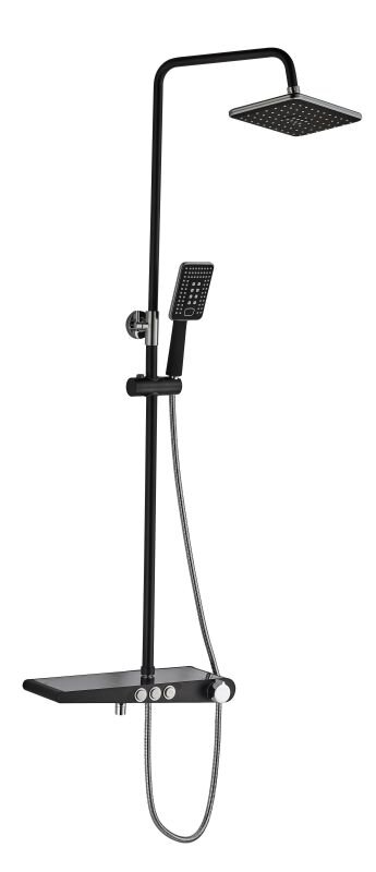 Изображение товара Душевая система Haiba HB2418 с верхним душем и лейкой черный/хром