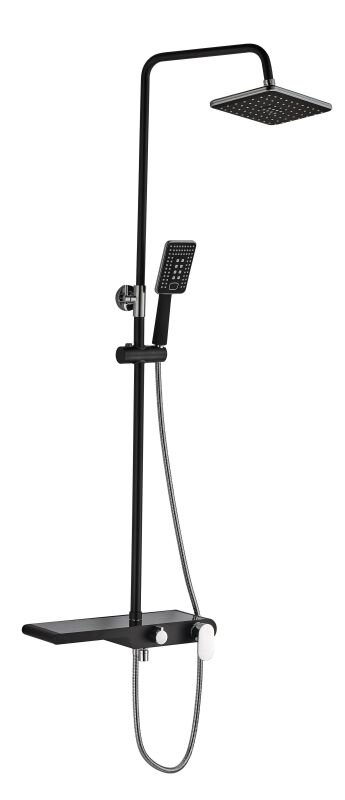 Изображение товара Душевая система Haiba HB2420 с верхним душем и ручной лейкой, с изливом, черный/хром